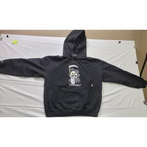 Graf & Wu Black Hoodie Pullover Sweatshirt Death Embroidered Large